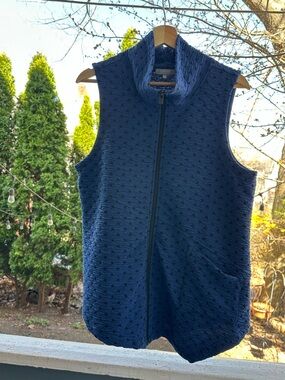 Habitat Navy Blue Textured Zip Front Vest